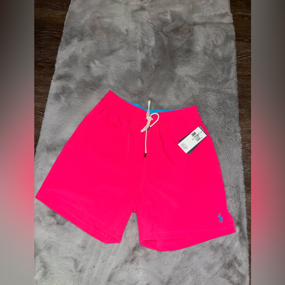 Pink Ralph Lauren Swim Trunks